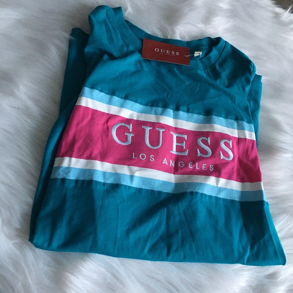Guess tshirt blue pink m